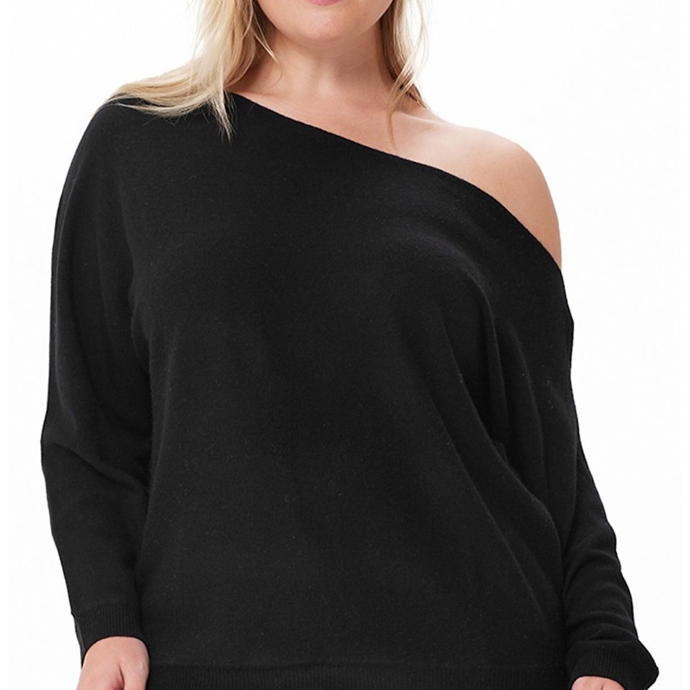 Minnie Rose Plus Size Cashmere Off the Shoulder Sweater, 2X